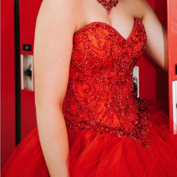 Red Quinceanera, Prom, Homecimg Morilee Dress - Picture 3 of 7